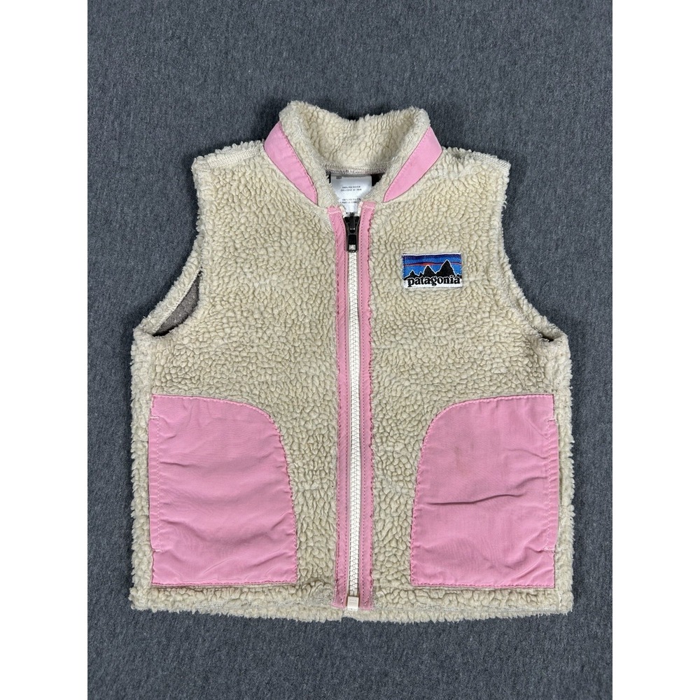 Patagonia Baby Retro-X Sherpa Fleece Vest 18M Natural Pink Full Zip Girls
